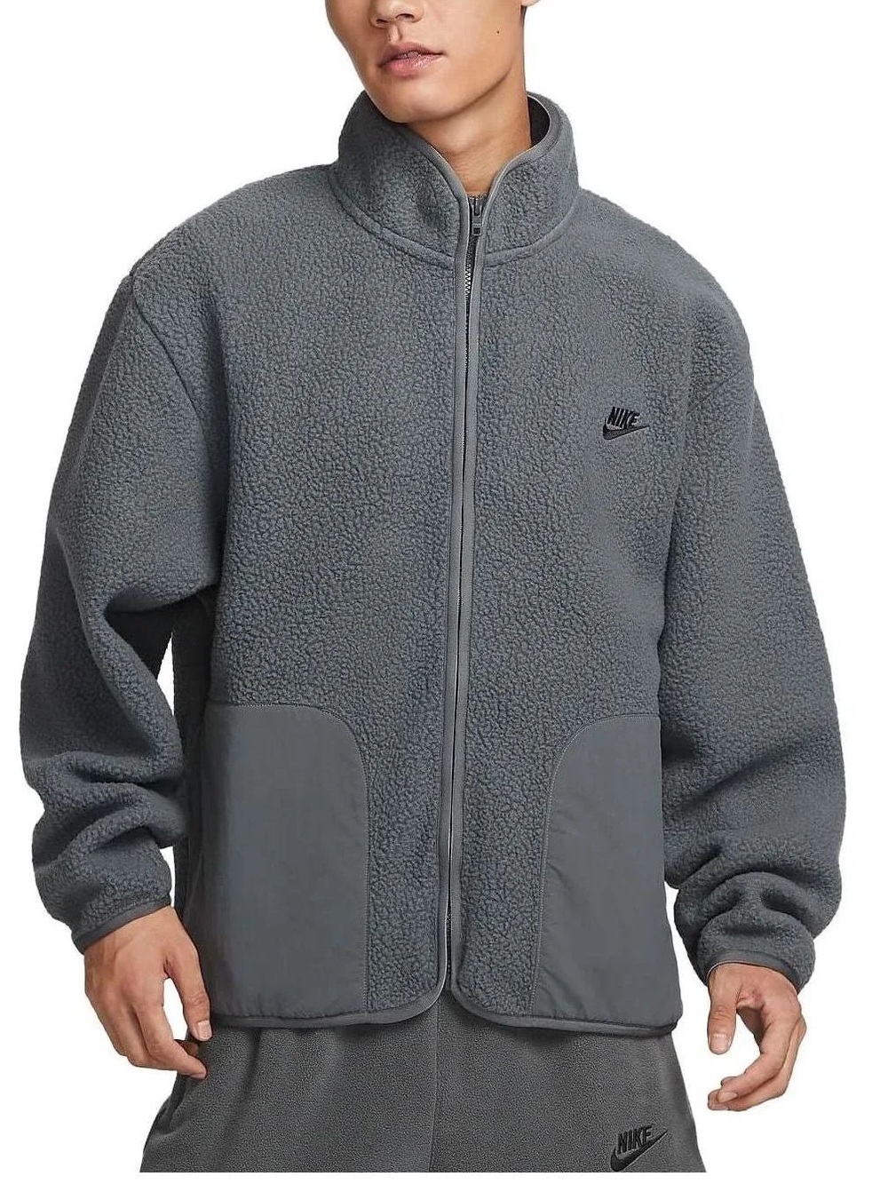 NWT Nike Club Fleece Winterized Jacket Oversized Fit Iron Grey Men’s Large